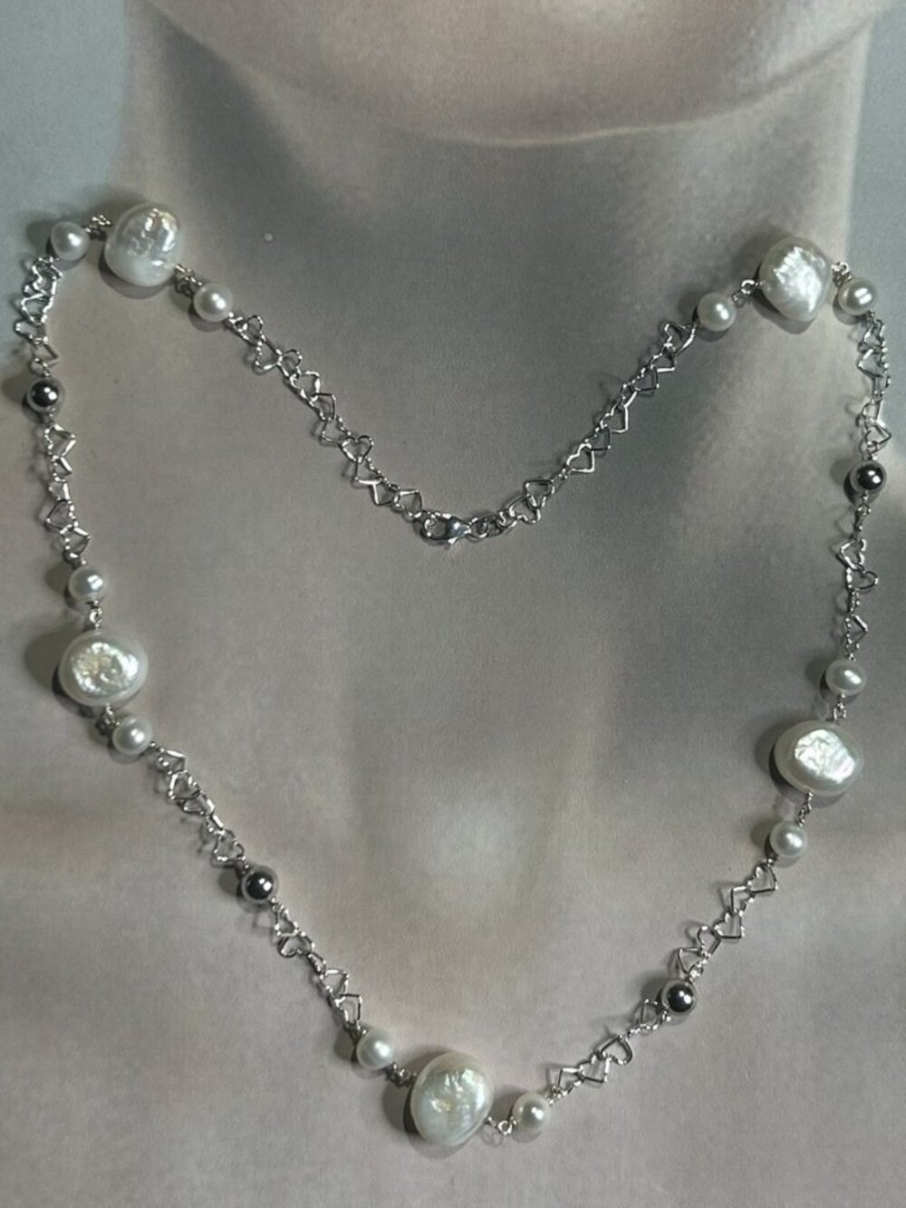 Silver Chain and Freshwater Pearl Necklace.